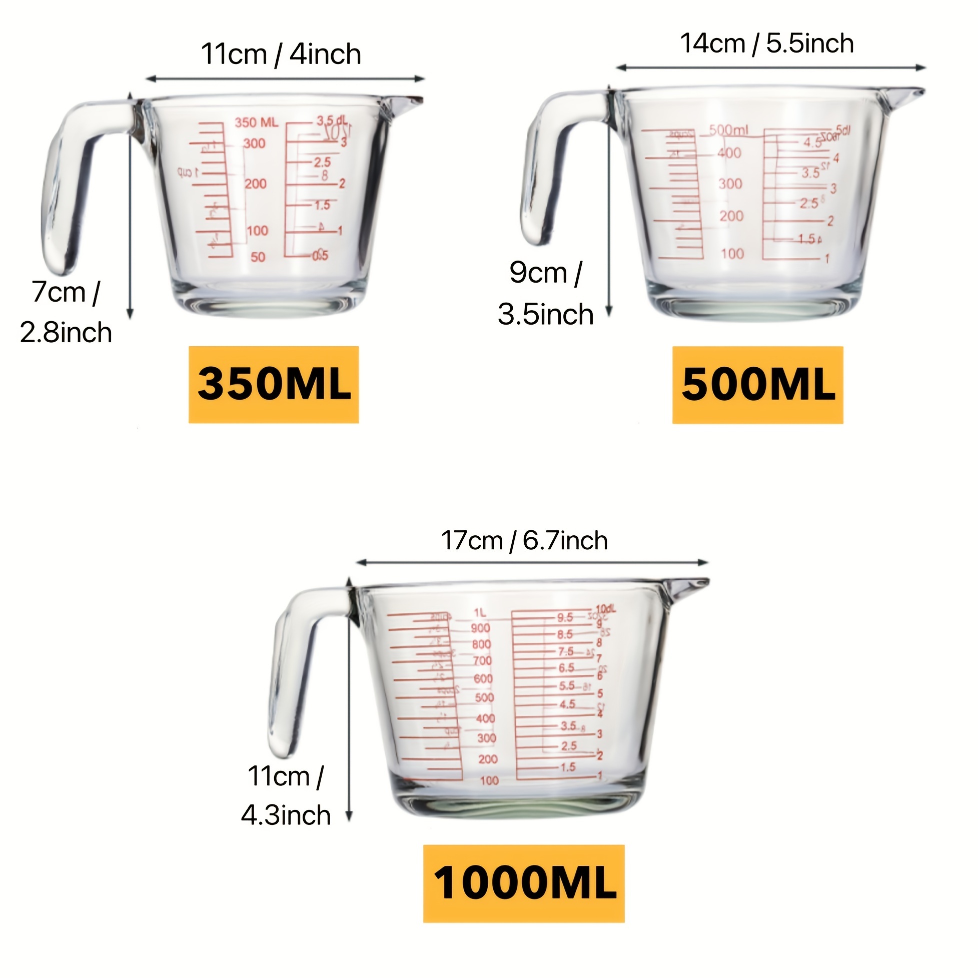1pc, Glass Measuring Cup, Clear Liquid Measuring Cups, Glass Measuring Cup  For Kitchen Or Restaurant, Easy To Read, Essential Kitchen Tools, Kitchen S