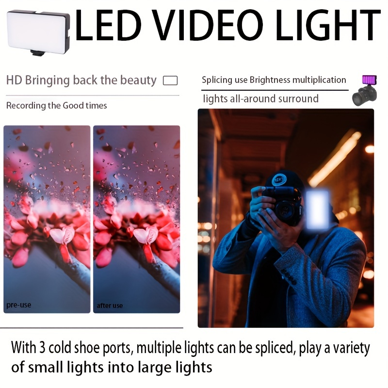 RGB Mobile Phone Fill Light, Rectangular Mobile Phone Camera, Camera Multi-purpose Fill Light