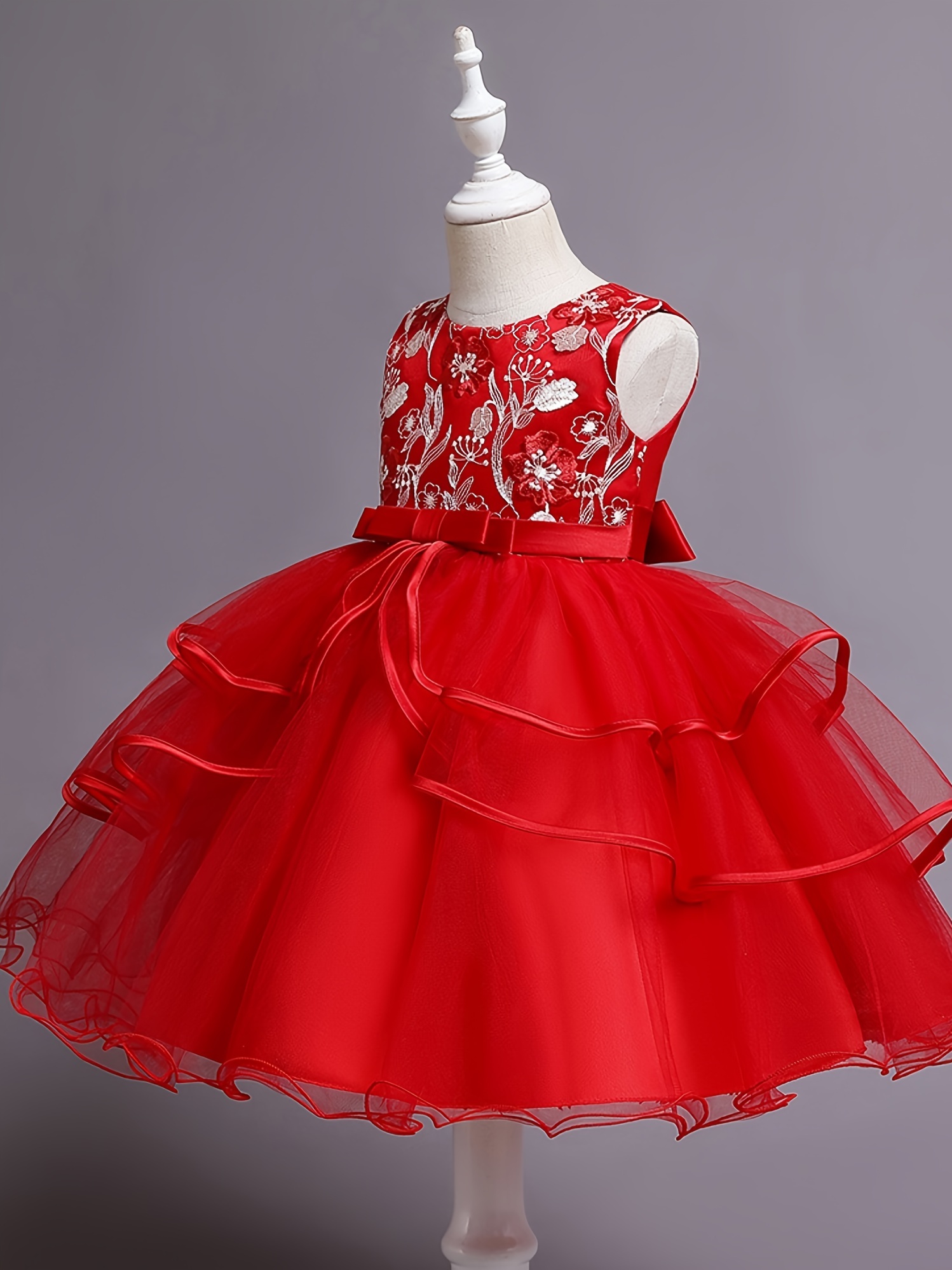 Girls Princess Dress Sleeveless Flower Embroidery Tutu Dress - Temu