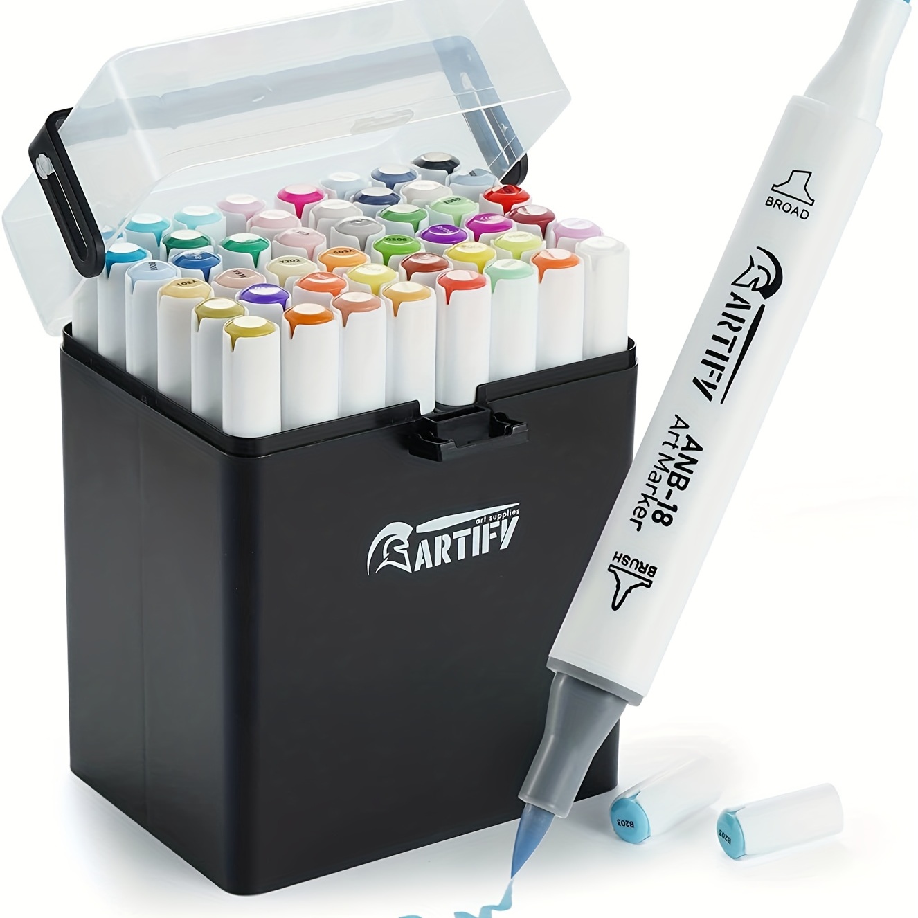 ARTIFY Alcohol Paintbrush, Dual-head Professional Artist Marker With Brush  And Chisel, Painting Marker Set, With Carrying Case, For Adult Coloring And
