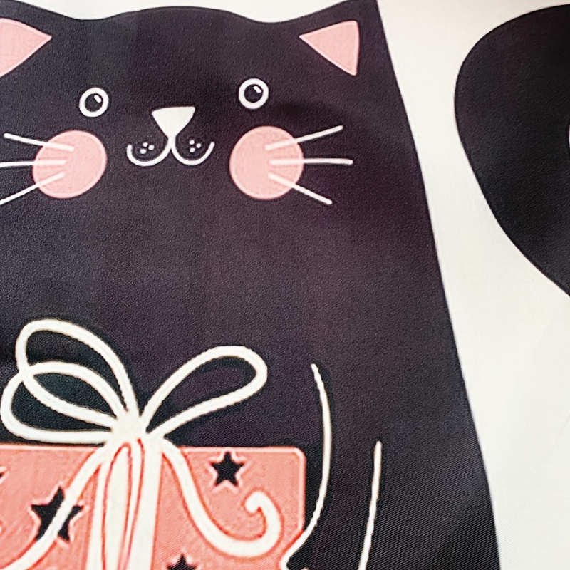 1PC Cute Cat Print Apron, Creative Stylish Kawaii Animal Pattern