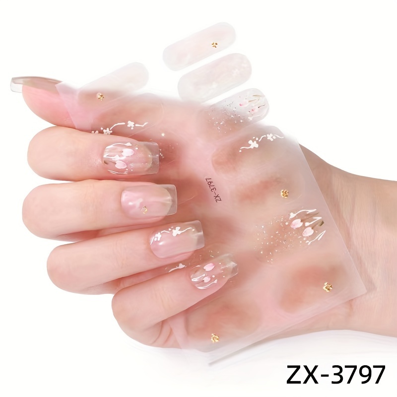 sparkling christmas nail art stickers full coverage self - Temu