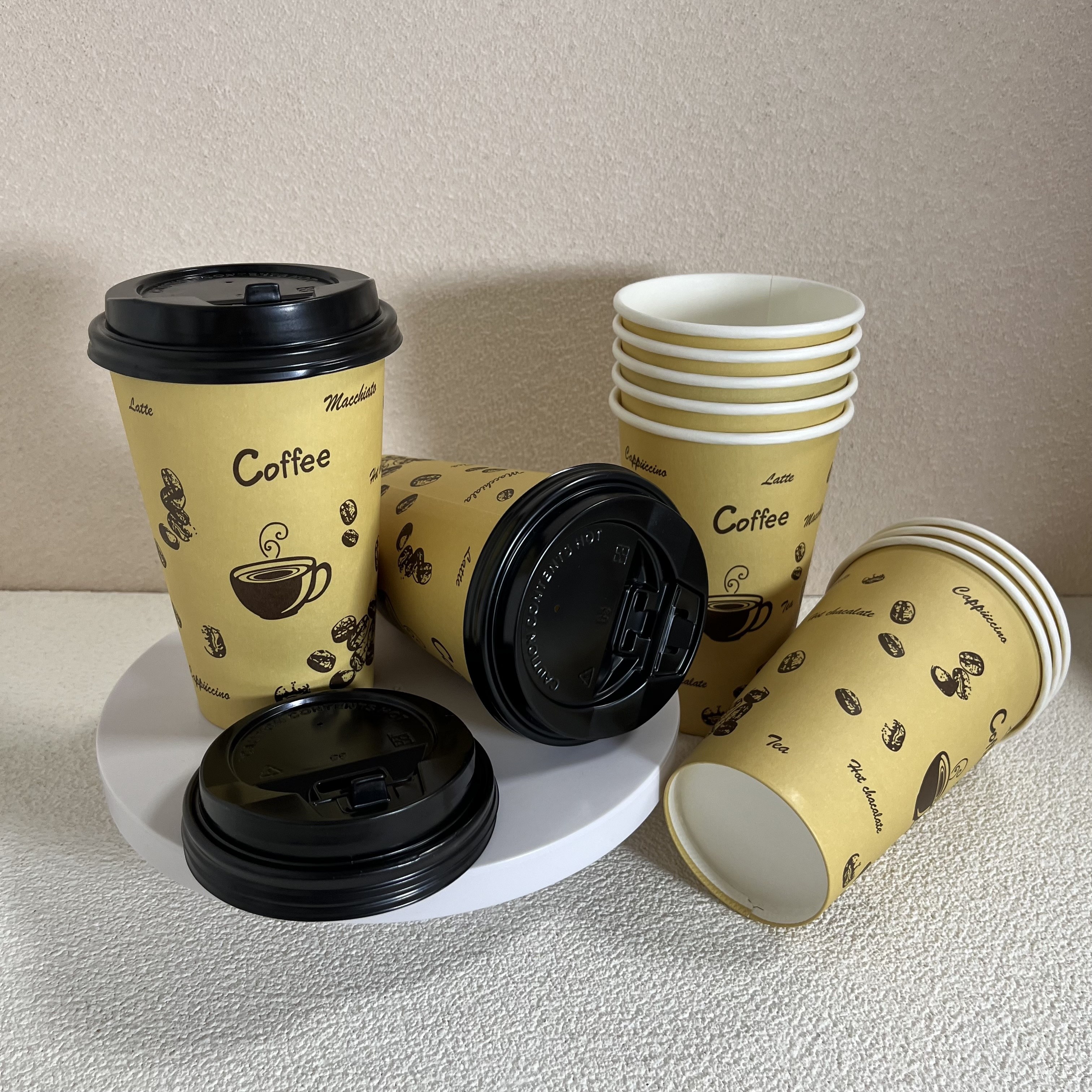 Disposable Paper Cups With Lids Christmas Paper Cups Paper - Temu