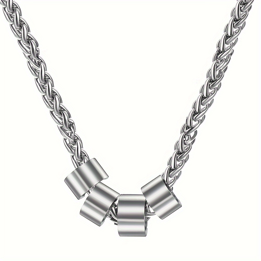 E-shop Angepasste Edelstahl Gold Silber Perlenanhänger Halskette für Frauen Edelstahl-Knopfkette Angepasste Namenshalskette Urlaubsgeschenk