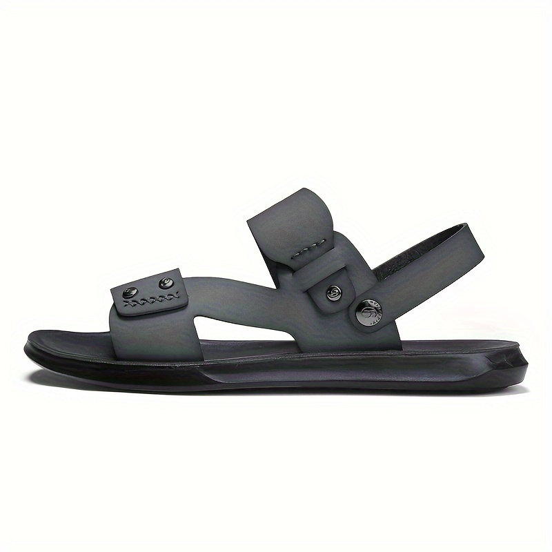 Mens Microfiber Leather Casual Open Toe Slip On Sandals Breathable Anti ...