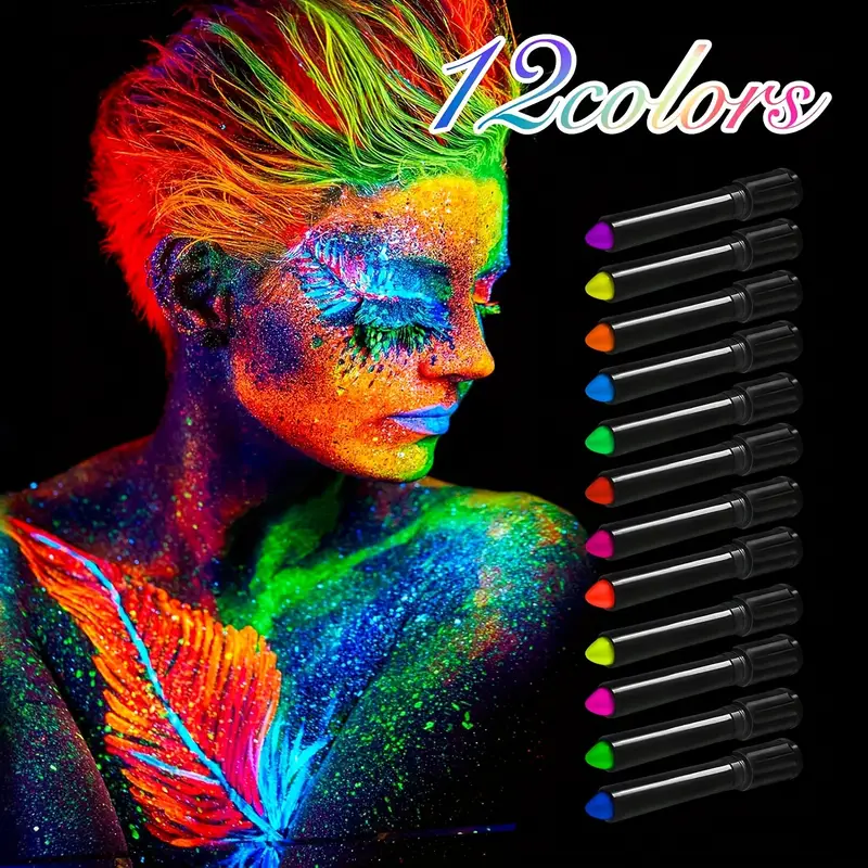 12 Color Face Paint Crayons Face Body Painting Glow Face Paint