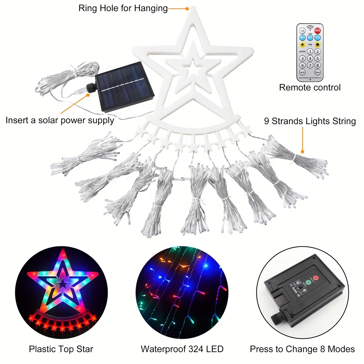 Outdoor Star Lights, 305LED Waterfall Christmas Tree Lights Remote Control  APP Hanging Fairy Light Plug in IP65 Waterproof, for Yard Patio Roof