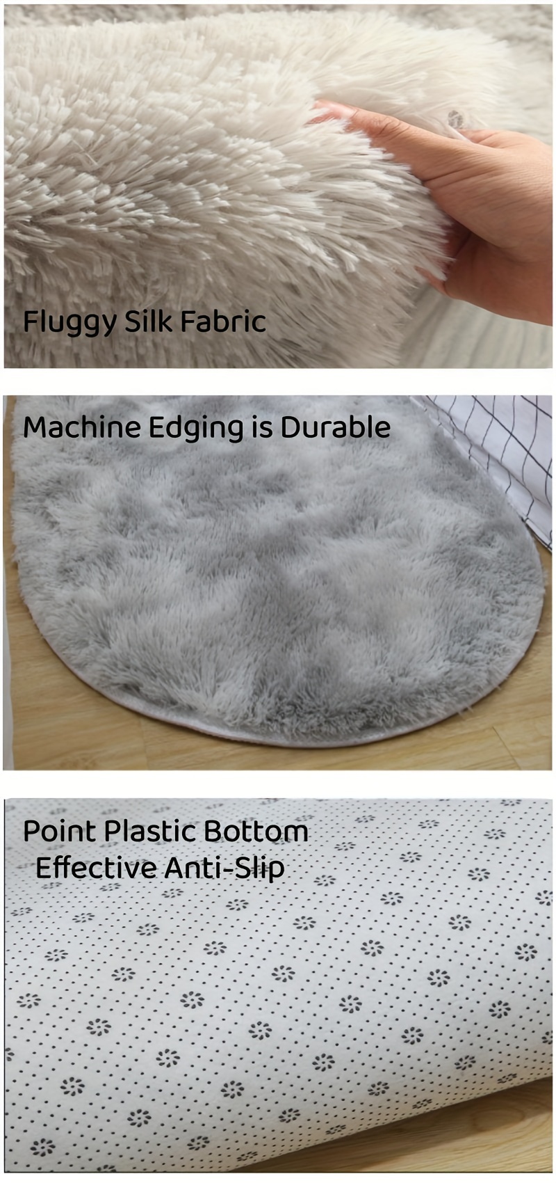 1  and fluffy oval area rug non slip washable polyester   00 machine made shaggy rug for living room bedroom bedside game room   carpet sofa teenage room decoration details 2