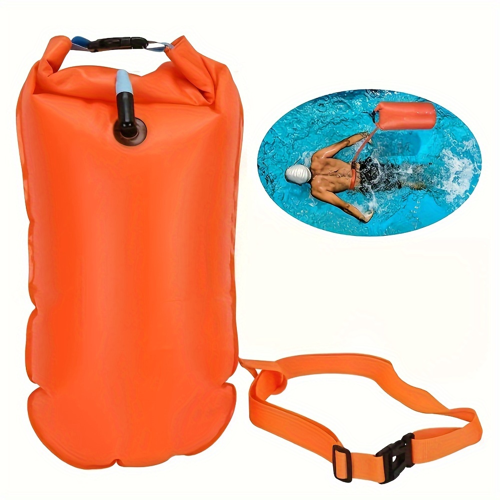 

1pc Swim Buoy For Open Water, Swim Safety Float And Drybag For Swimmers Triathletes Kayakers Snorkelers With Adjustable Waist Belt, Swimming Pull Buoy For Safer Swim Training
