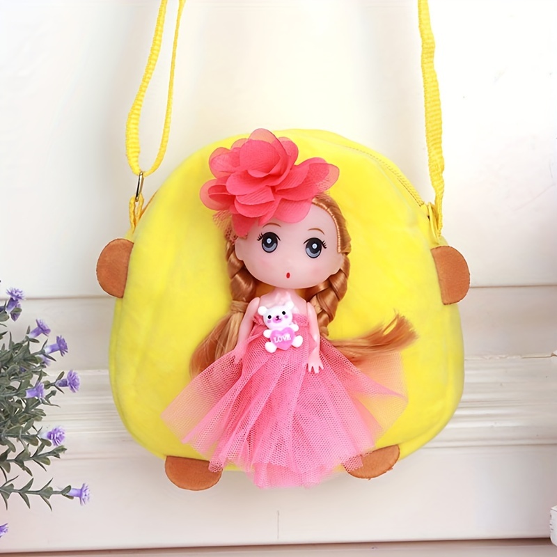 Kids Doll Decor Crossbody Bag with Wide Strap