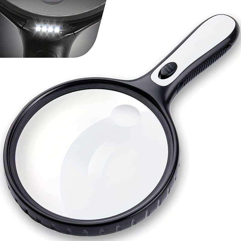 30X 10x Magnifying Glass with Light and Stand, Foldable Handheld Magnifying Glas