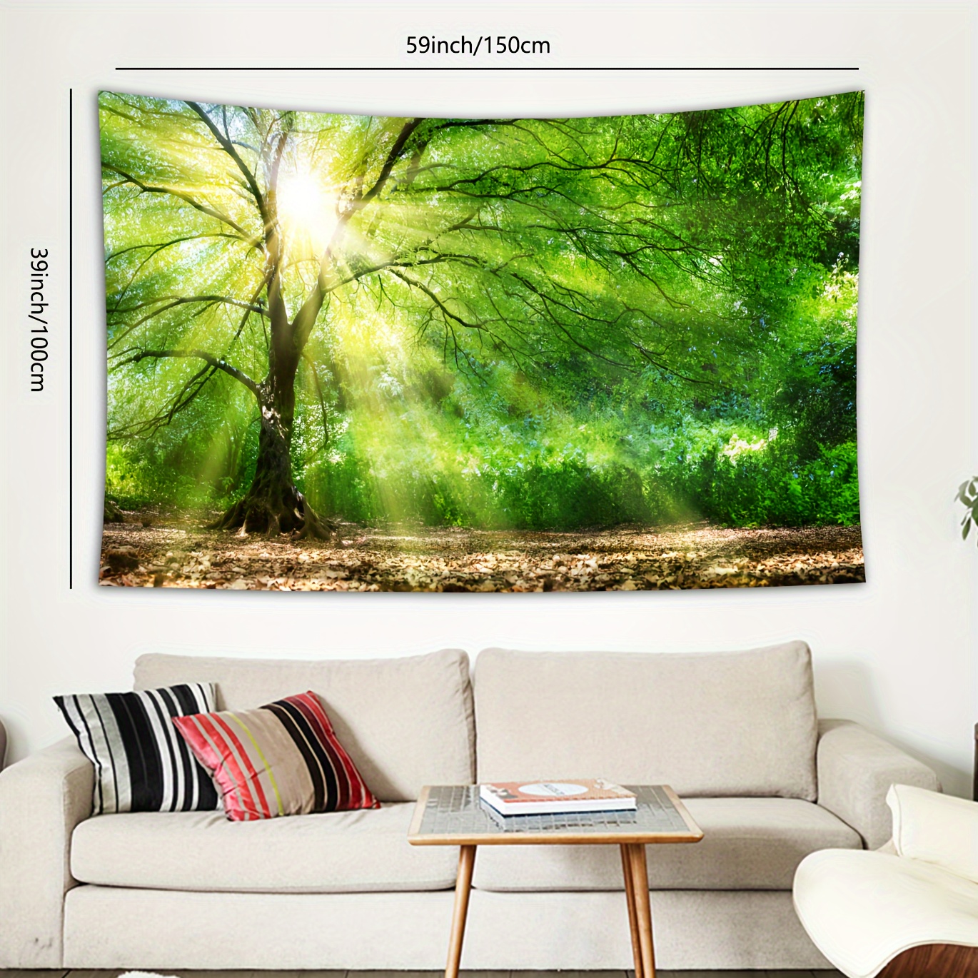 1pc Printemps Soleil Forêt Paysage Photo Fond Tenture Murale