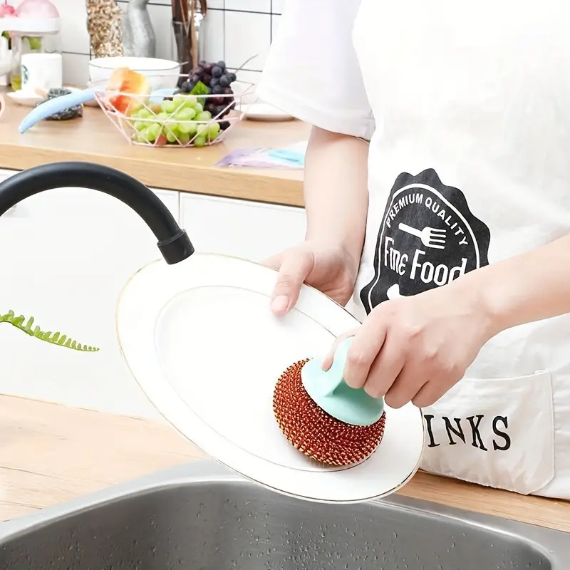 Dish Washing Kitchen Sponge Brush with Detachable Cleaner Adding Handle  Scrubber 