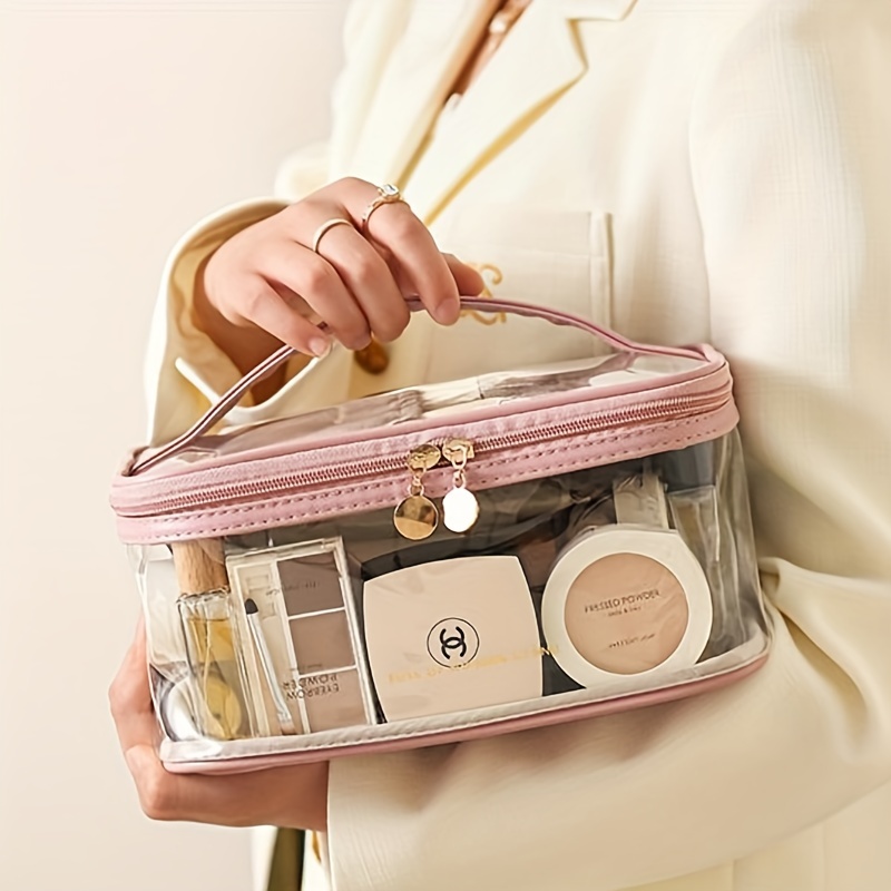 Neceser transparente para mujeres y hombres que viajan, bolsa transparente  portátil para maquillaje y artículos de aseo de viaje, bolsa de cosméticos