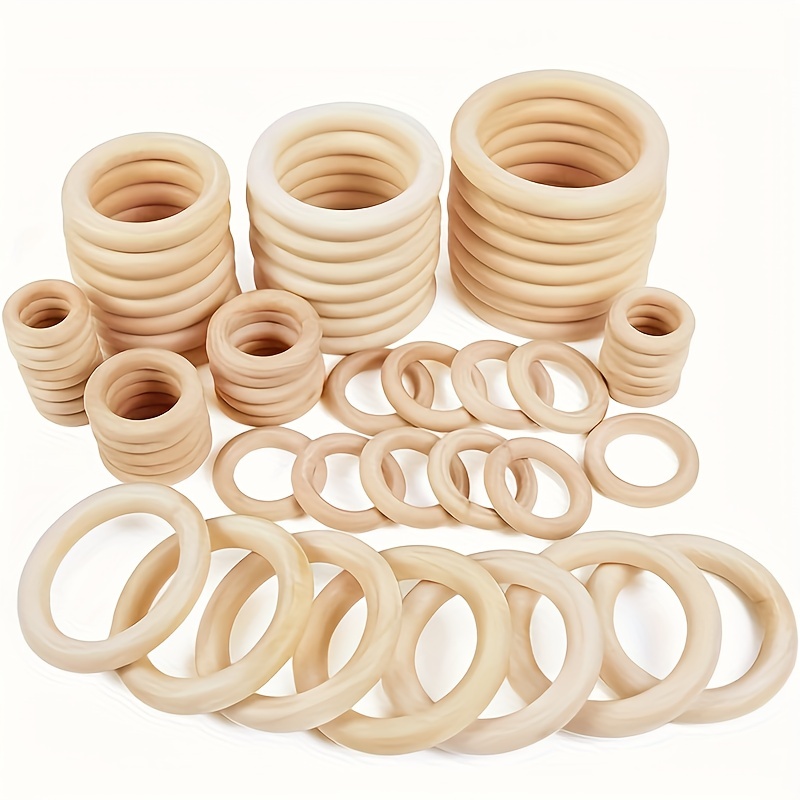 

40pcs Nature Wooden Rings, 8 Sizes Wood Rings For Crafts Macrame Rings,wooden Rings Natural Resources For Early Years Loop Ring For Craft Diy Jewelry Findings