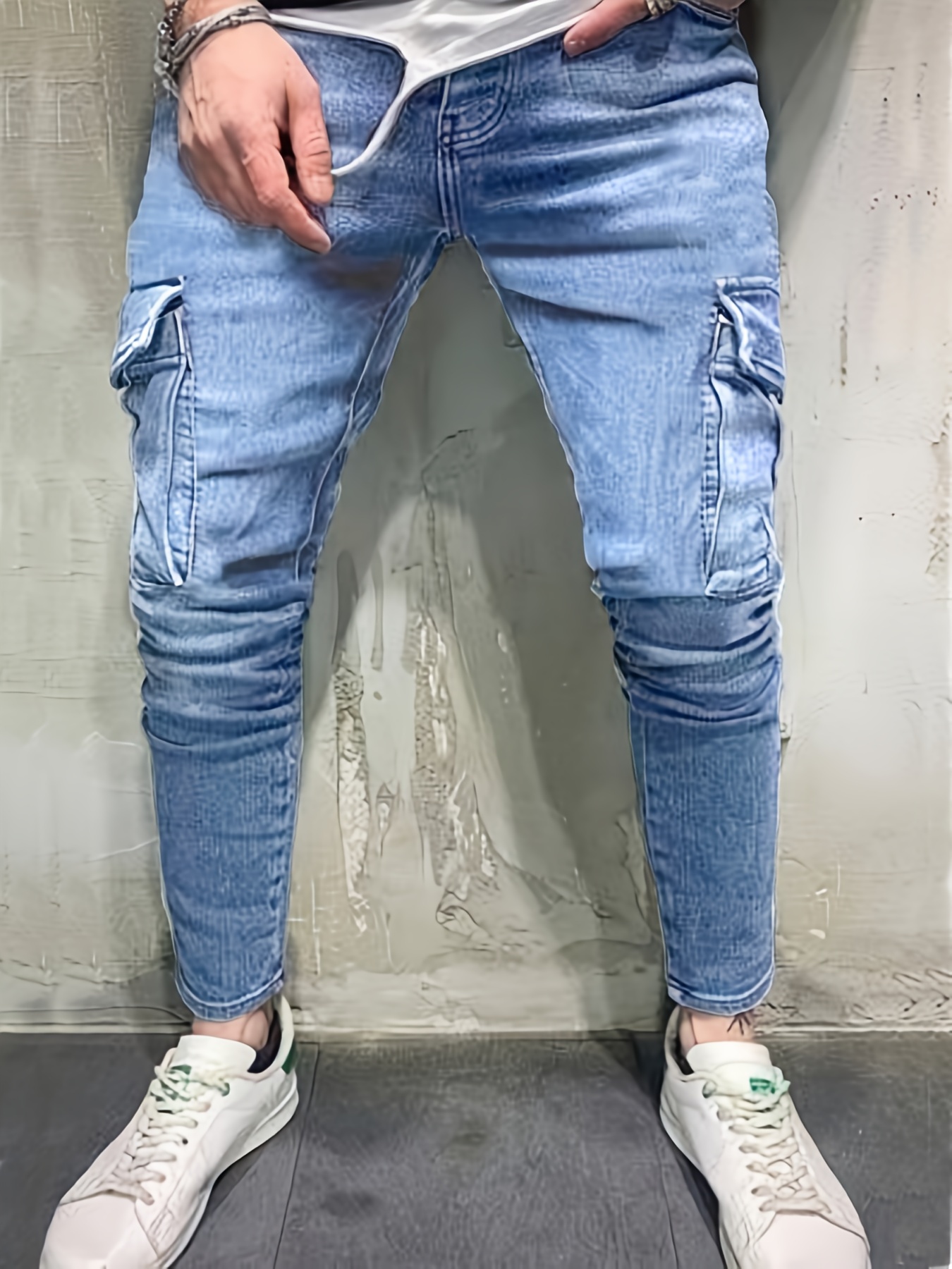 Slim Fit Cargo Jeans Mens Casual Street Style Flap Pocket Tie Dye Pattern  Slightly Stretch Denim Pants For Spring Fall - Men's Clothing - Temu Belgium