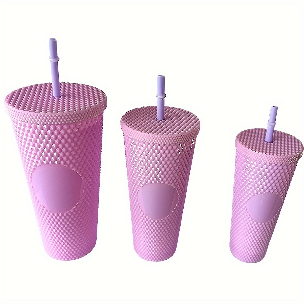 1pc Candy Color Summer Iced Coffee Cup Plastic Straw Tumbler Large Capacity  Handy Mug Girl's Heart Water Cup With Straw Drinkware