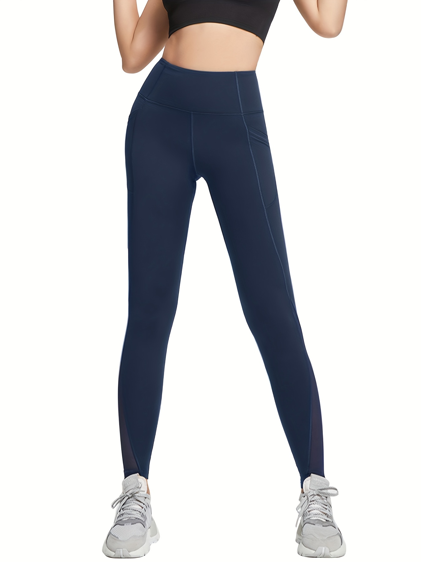 Tummy Control Yoga Pants High Stretch Solid Color Running - Temu