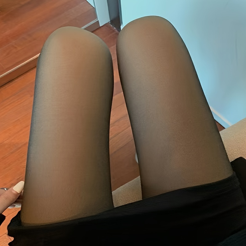 Comfy Leggings Pantyhose Warm Fuzzy High Waisted Elastic - Temu