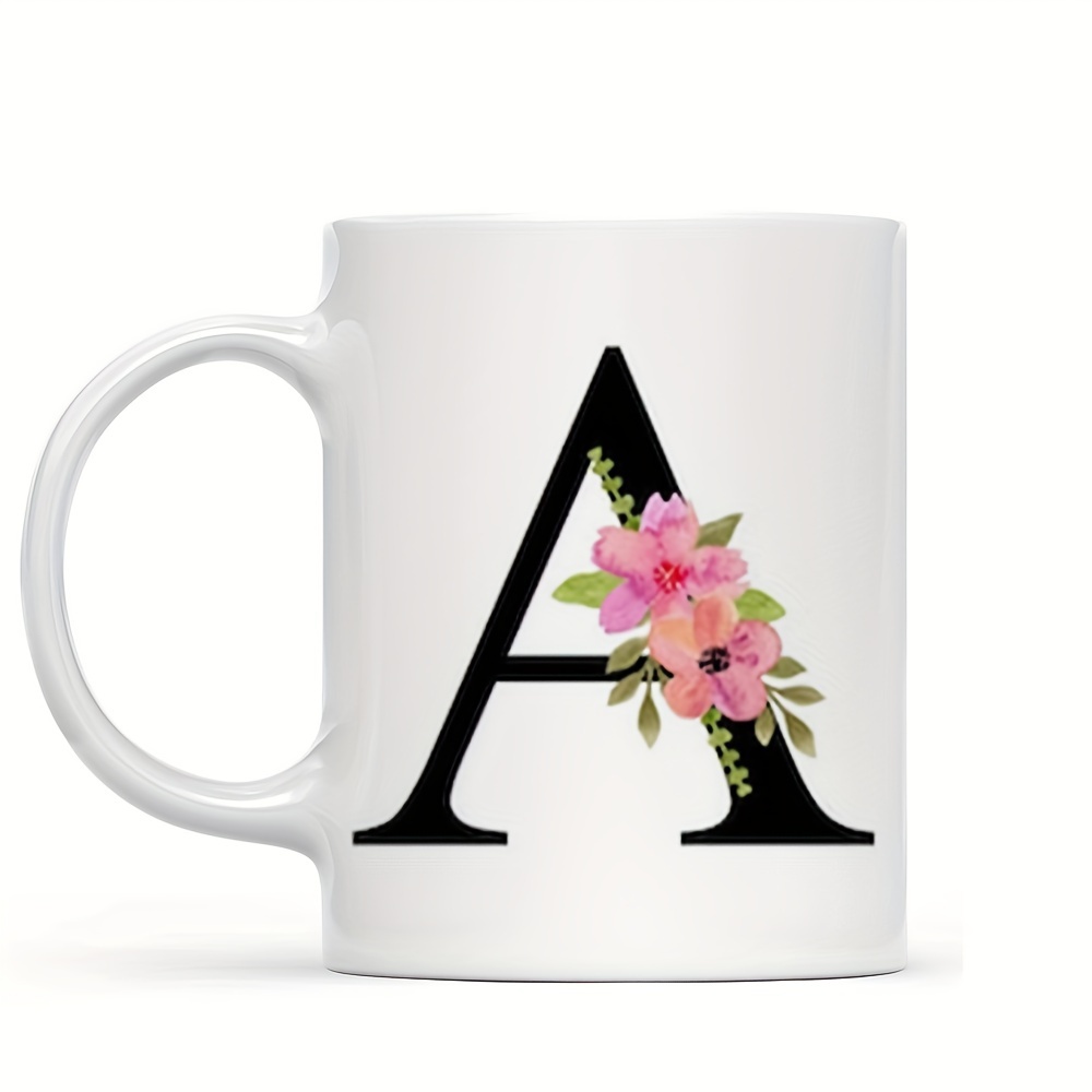 Alphabet Flower Coffee Mug Ceramic Coffee Cups Capital - Temu