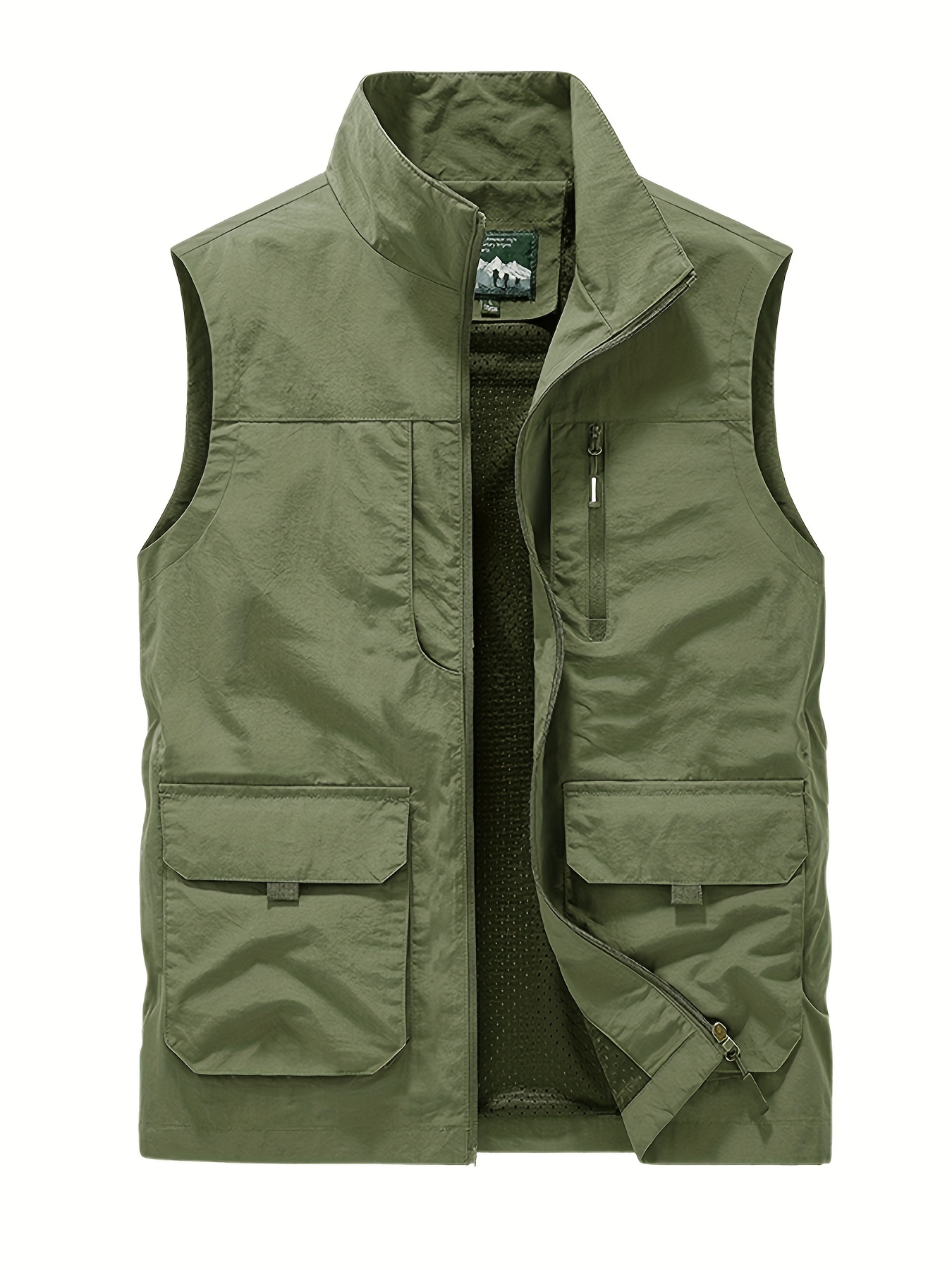 Mens Punk Vest Mesh Cargo Waistcoat Jackets Gilet Tops Multi-Pocket Fishing  Coat
