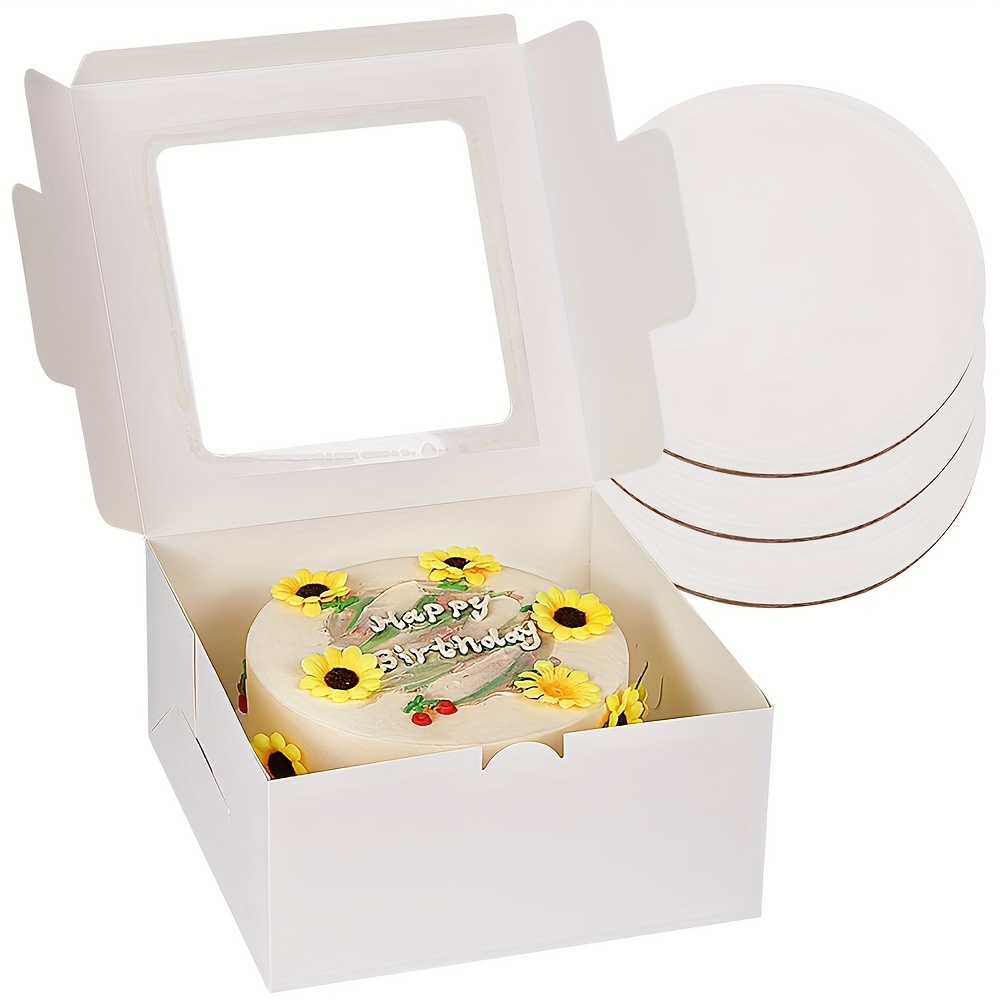 LOKQING 20 cajas para tartas con ventana y tableros para pasteles, cajas  blancas de panadería para tartas de regalo de 12 x 12 x 6 pulgadas (10  cajas
