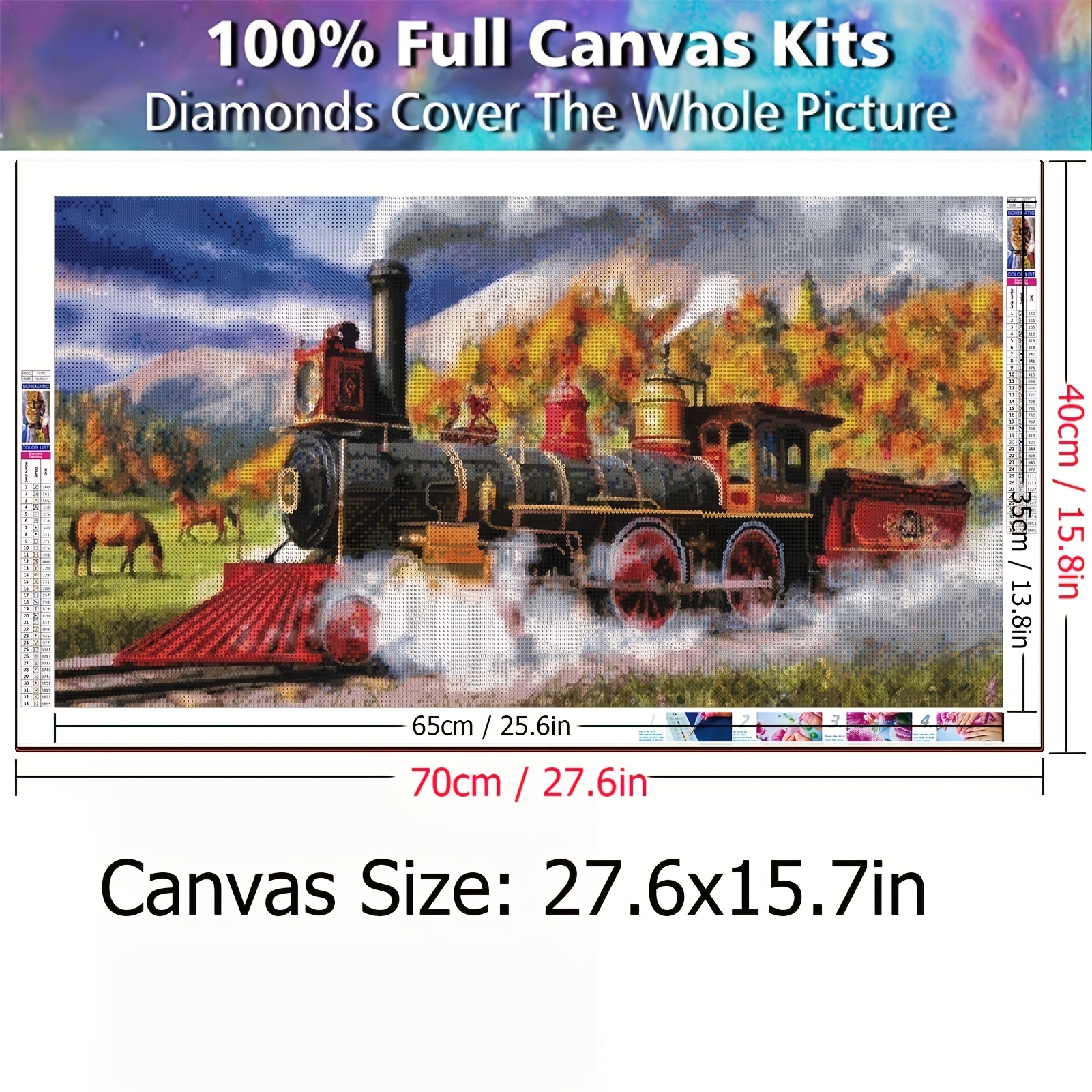 5d Diy Large Diamond Painting Kits Train Round Full Diamond - Temu