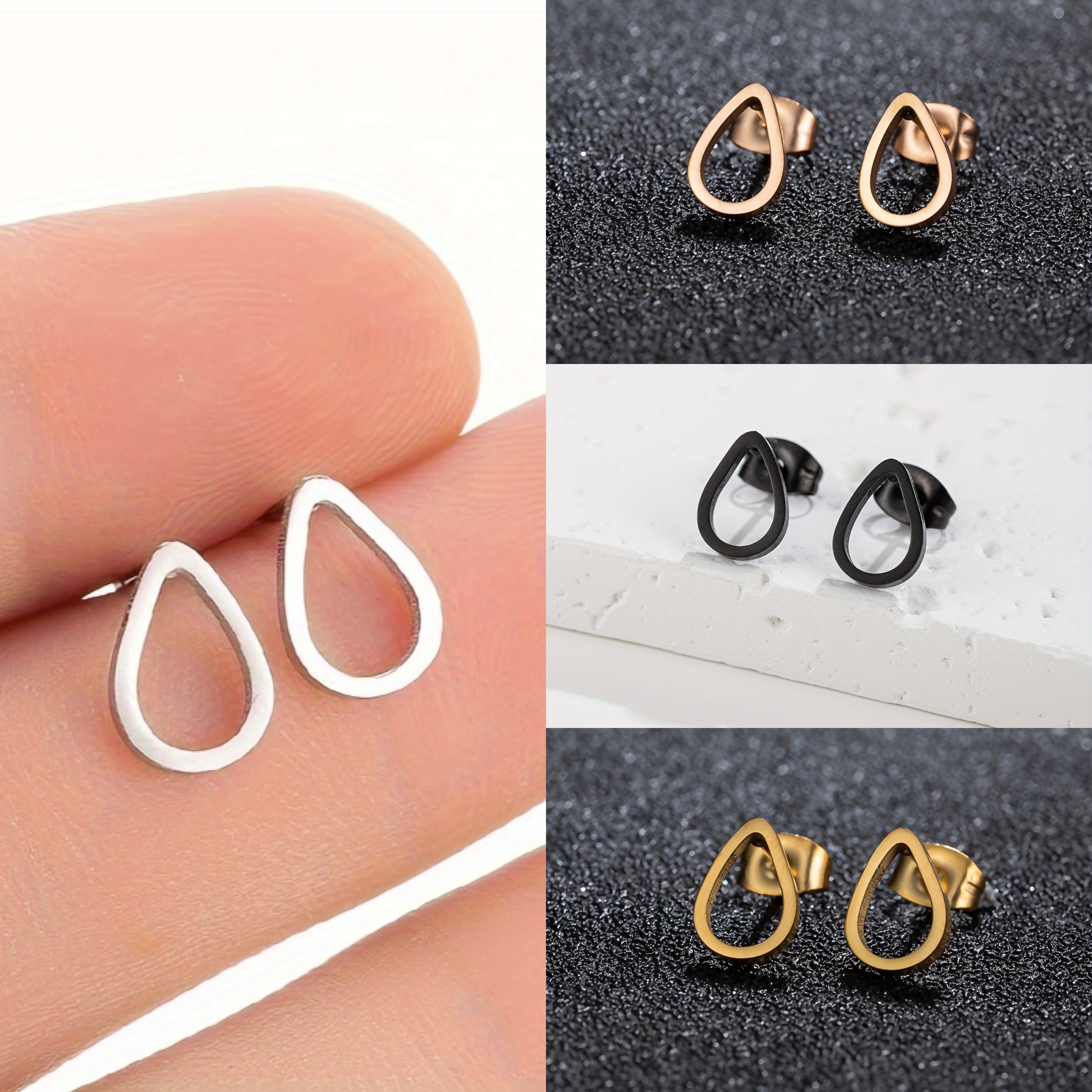 1 Par Aretes Doble Cabeza Acero Inoxidable Hombres Aretes - Temu