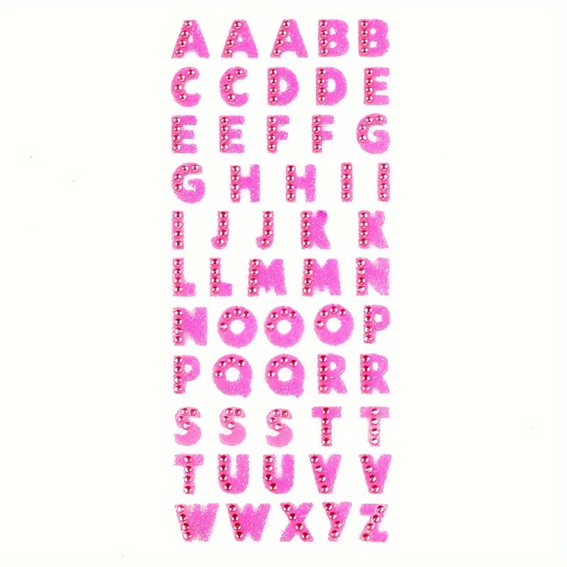 PRATIQUE Glitter Rhinestone Alphabet Letter Stickers, 26 Letters  Self-Adhesive Stickers for DIY Art and Craft (Pink)