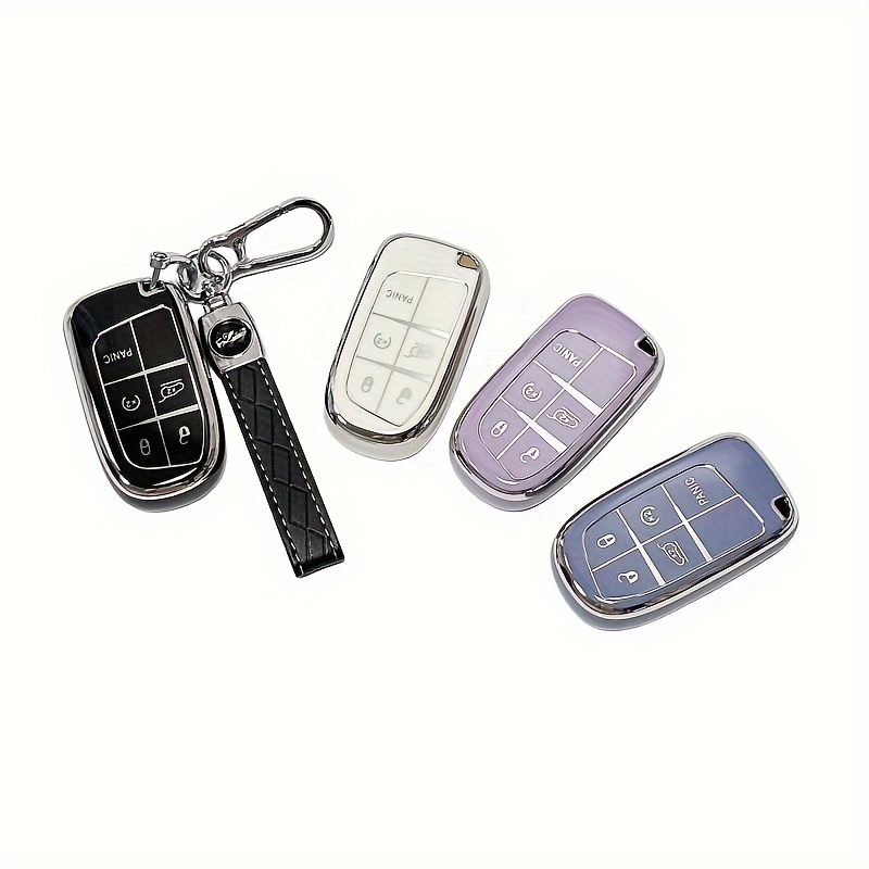 SANRILY 1Pcs Key Fob Cover for Chrysler 300 200 Sebring for Dodge Avenger  Keyless Entry Remote Keychain Holder Soft TPU Full Protection Key Case  Shell