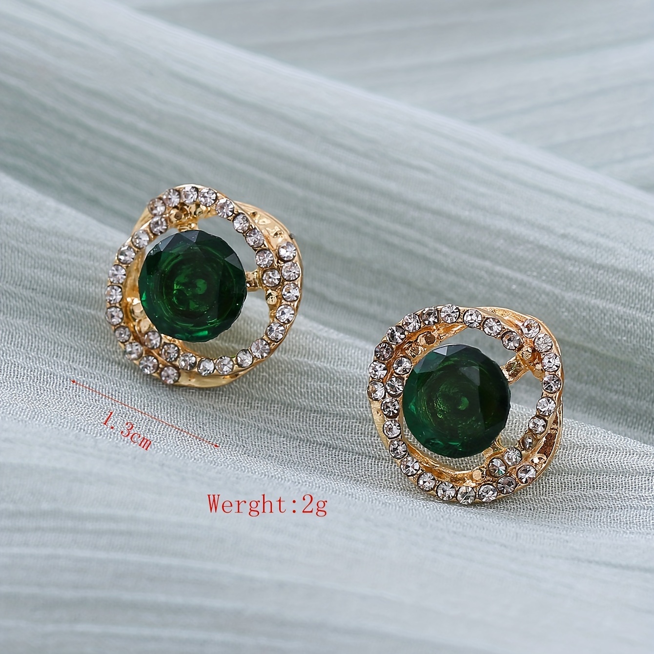 Emerald Crystal Floral Stud Earrings