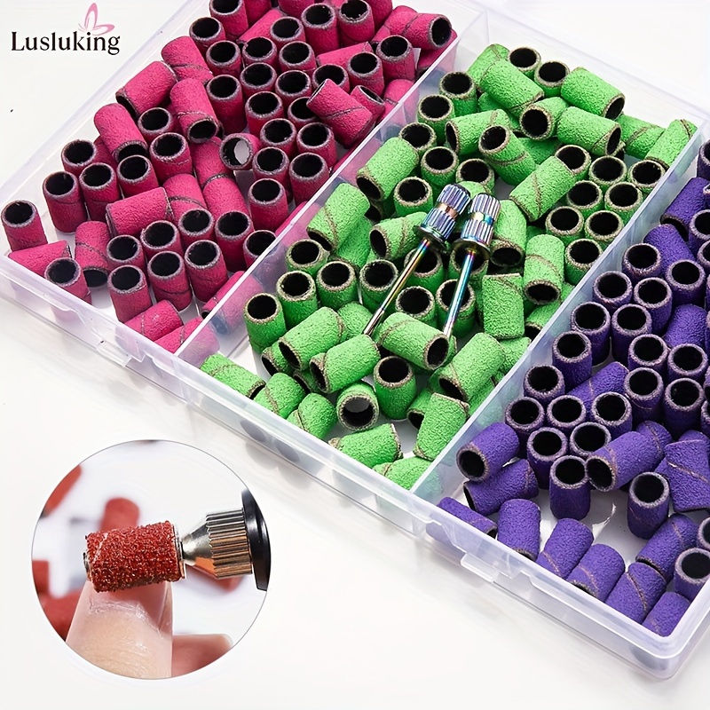 

210pcs/box Nail Art Grinding Sand Ring Bands Set, Electric Grinding Machine Nail Grinding Head Nail Removal Sand Bands Nail Grinding Tool