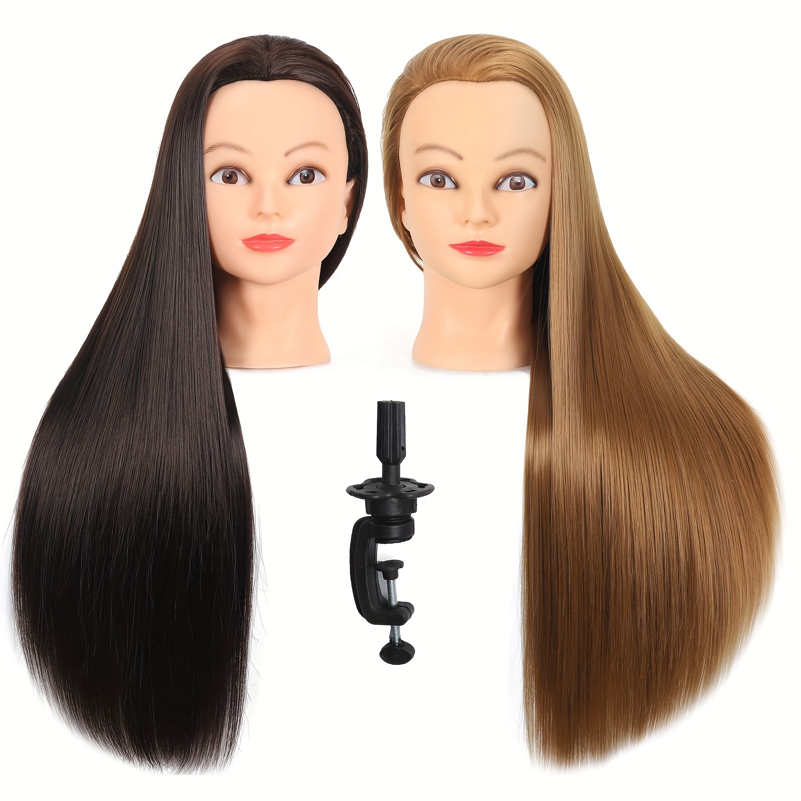 100% Real Hair Practice Training Head Mannequin Hairdressing Doll With  Clamp