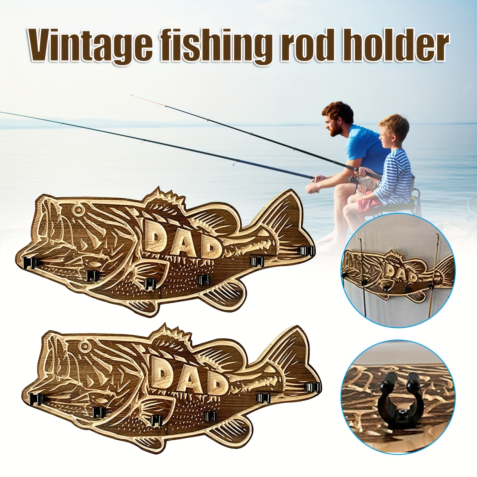 1pc Wooden Fish Shaped Fishing Rod Holder, Creative Fishing Pole Rack, DIY  Fishing Gear, Fishing Gifts For Dad