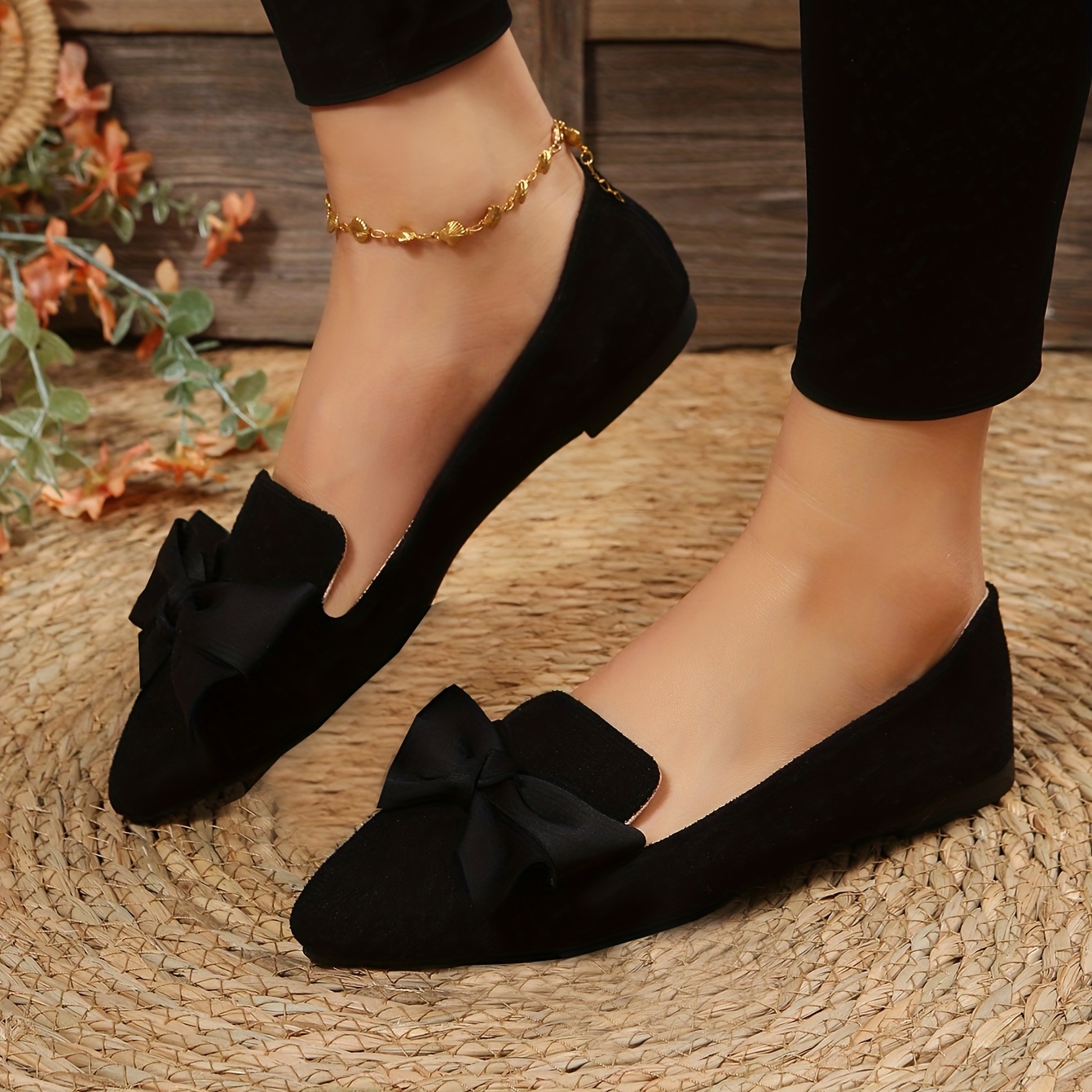 Women's Lace Flat Shoes Retro Pointed Toe Solid Color - Temu