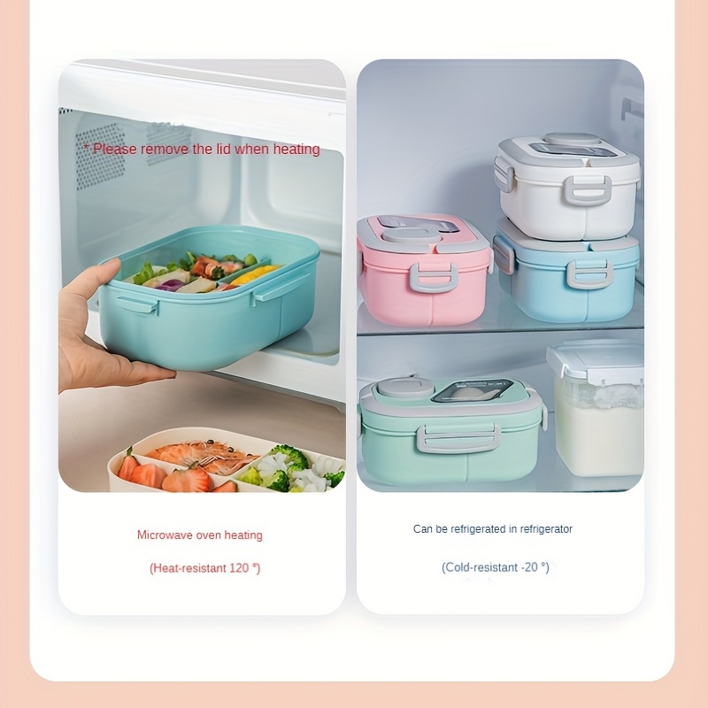 Divided Lunch Box 2 Layer Divided Leak Proof Lunch Box With Lunch Bag  Square Microwave Safe