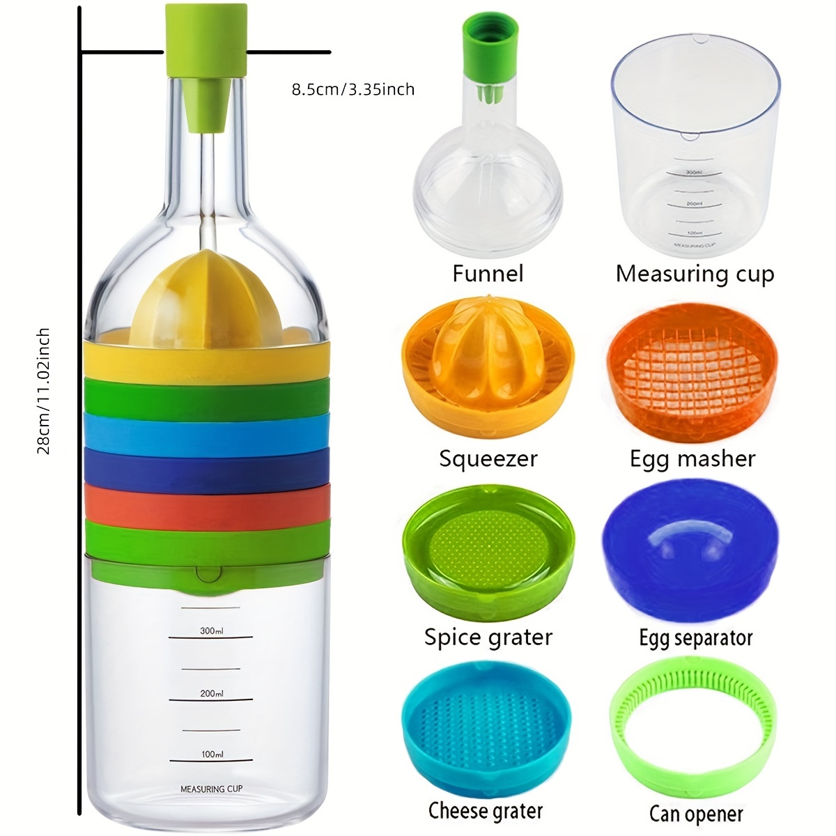 2023 New Style Rv Multipurpose Function Kitchen Tool Bottle 1 Measuring  Glass, Kitchen Gadget,vegetable Cutter Fruit,egg White Separator - Temu