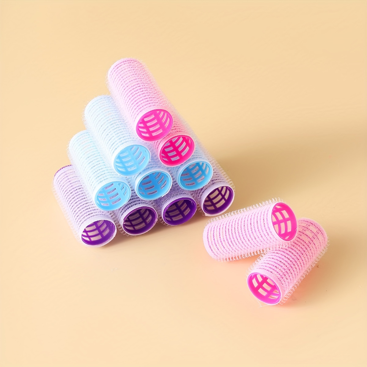 Image of 12pcs/set 2.0cm Diameter Mini Self-adhesive Hair Rollers No-heat Curling Kit Self-gripping Curlers Hair Styling Tools Self-holding Bangs Curler