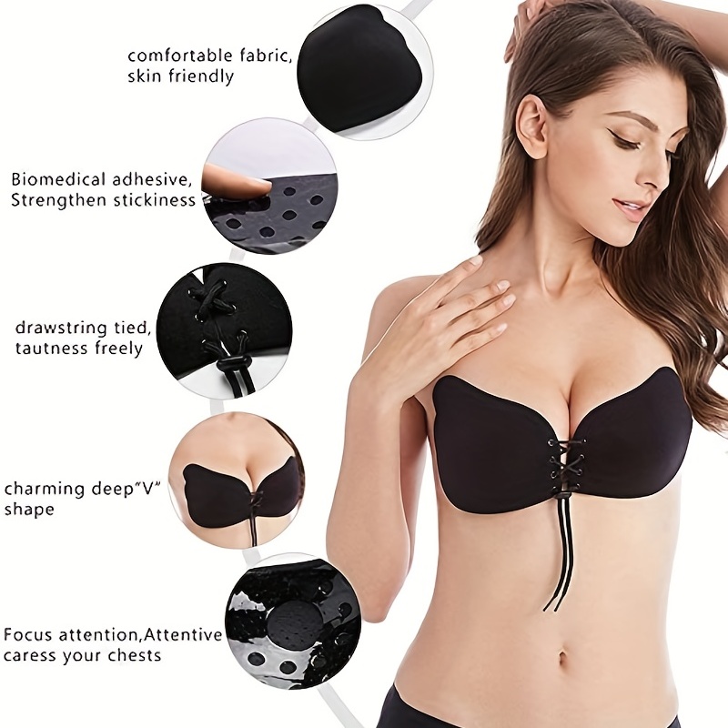 Buy Kanpola_Lingerie s Chest Paste, Womens Instant Lift Invisible Silicone  Push Up Lady's Inflatable Bra (A, A-Black) Online at desertcartOMAN