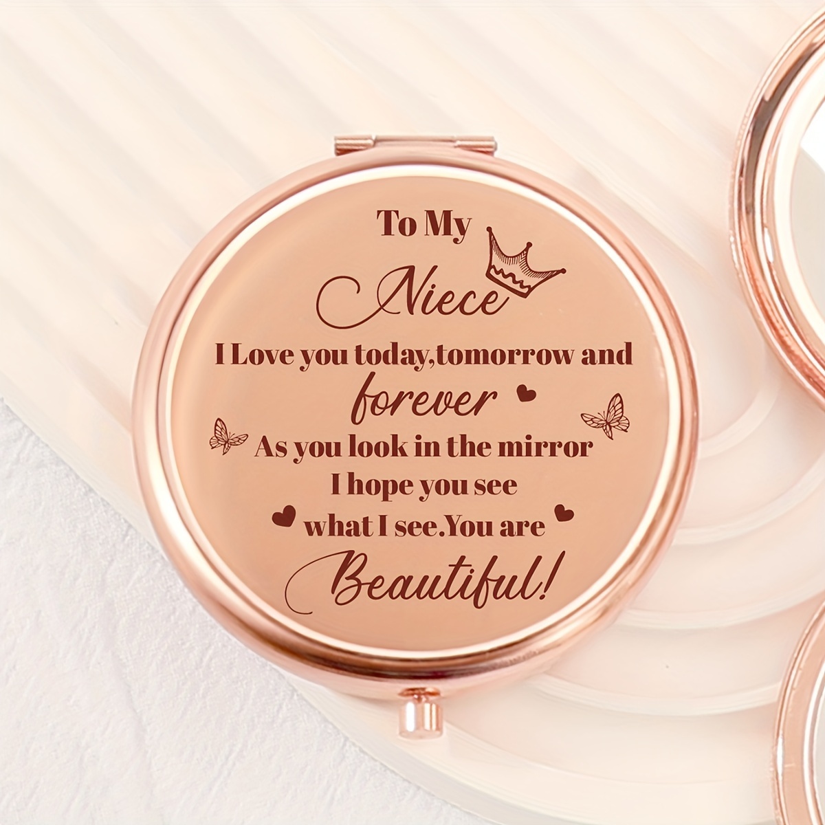 

To My Niece Makeup Mirror - Perfect Gift For Birthday, Christmas, Graduation, And Mother's Day For Niece - Great Quality Compact Size For On-the-go 1pc - Mother's Day Makeup Mirror