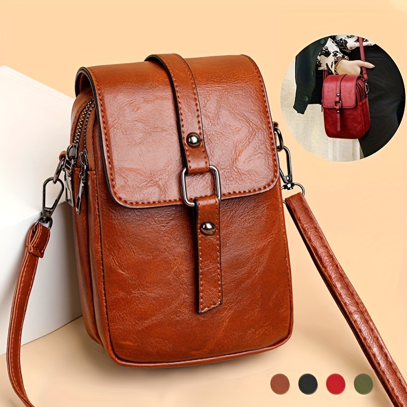 Unisex Mini Printed Color-blocking 2Pcs/Set Faux Leather Crossbody Bag, Can Hold Mobile Phone,one-size