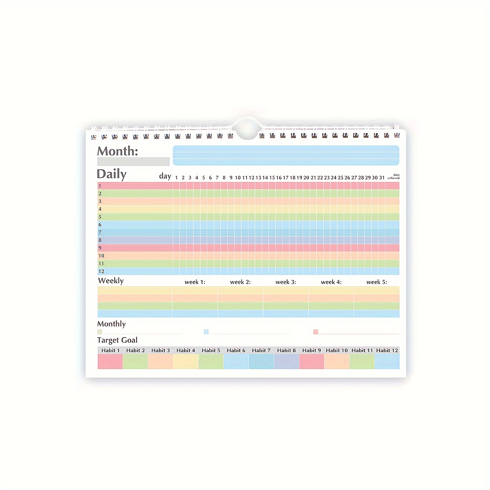 Habit Tracker Calendar & To Do List Planner, Spiral Bound Daily