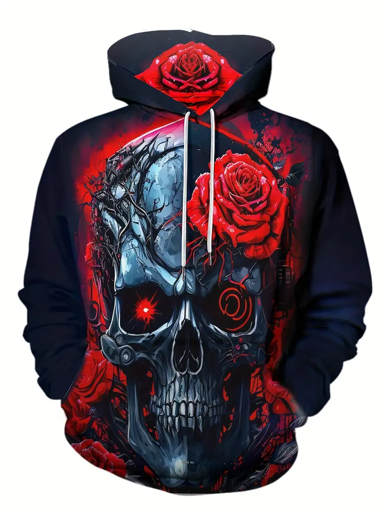 Skull 3D Printed Mens Graphic Tracksuit Set Casual Hoodies And