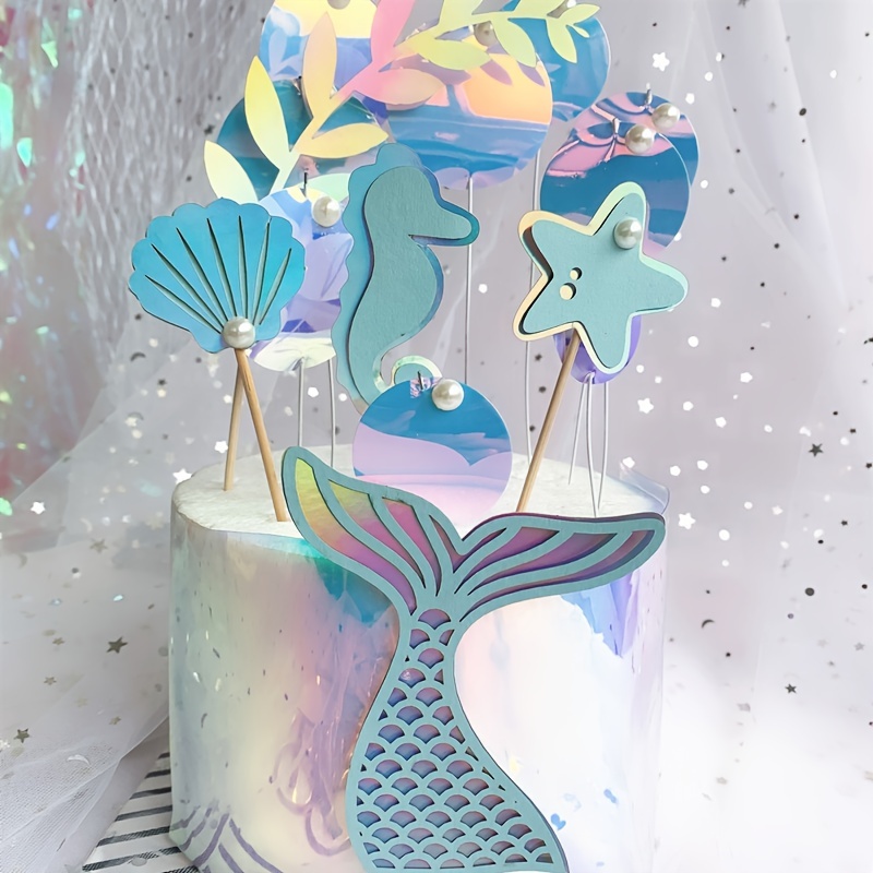 1pc Seahorse Fishtail Cake Decoration Topper Birthday Ocean - Temu