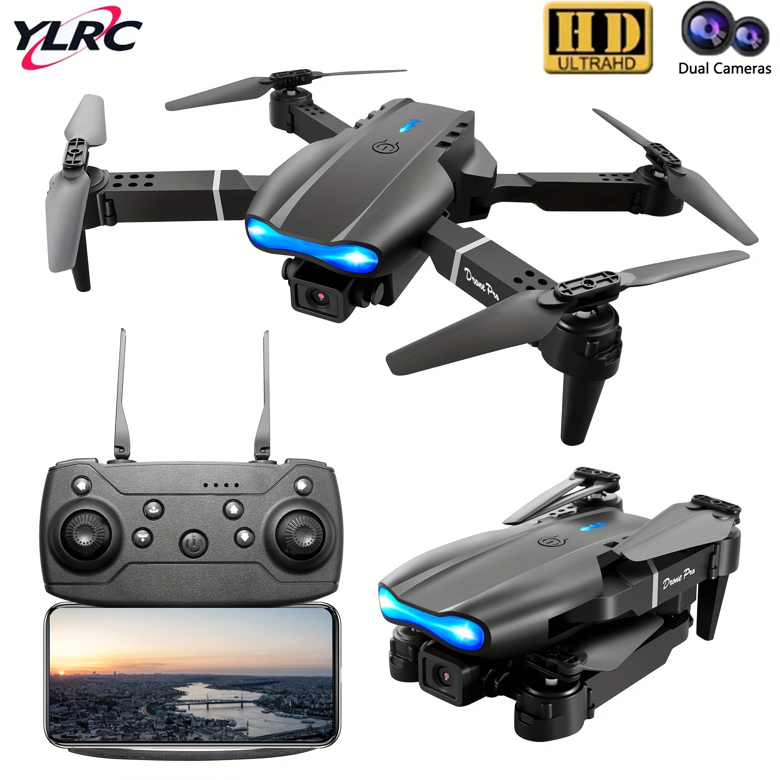 Mini Drone E99 Télécommande Quadricoptère pliable avec 4K FPV HD Dual  Camera Gravity Control, One Key Start/Landing Mode sans tête pour enfants