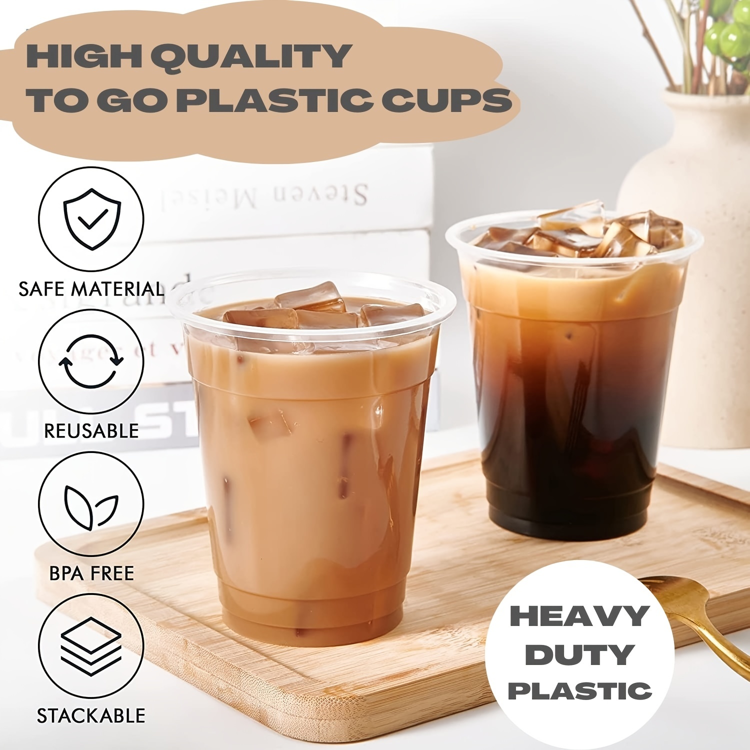 30 Pack Clear Cups with Strawless Sip-Lids, Iced Coffee Cups with Lids,Disposable  Plastic To Go Cups 12-14 Oz, Party's, Wedding