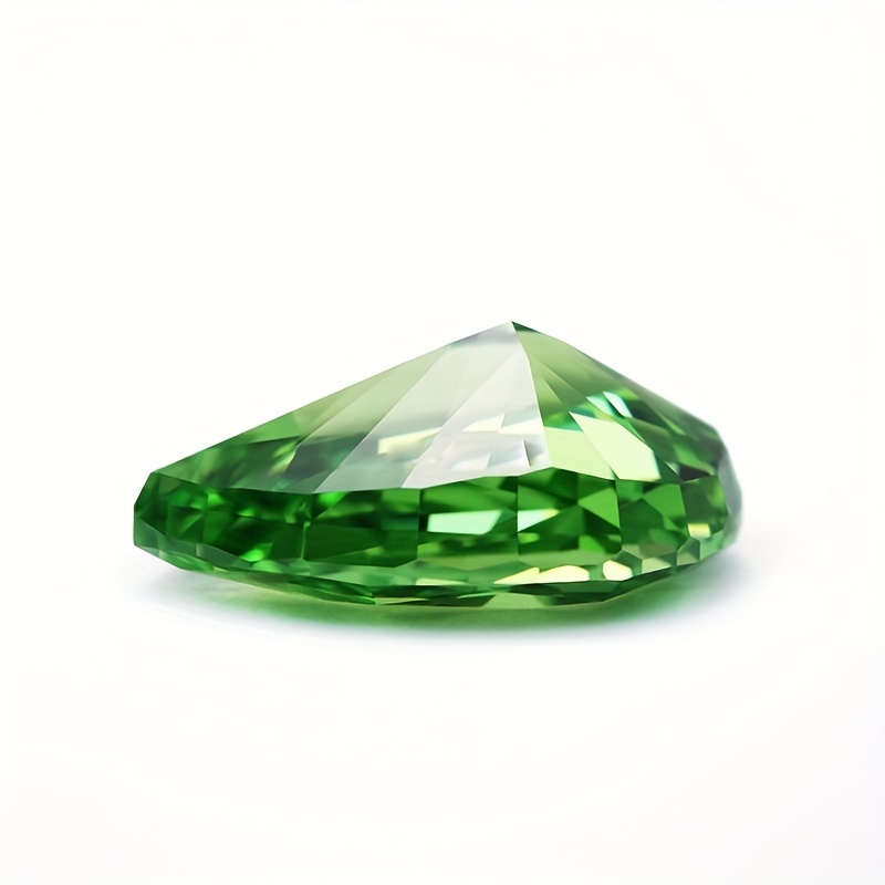 Loose Gemstone Crushed Ice Cut Cubic Zirconia Synthetic Cz Stones Pear  Grass Green Cubic Zirconia Natural Loose Gemstone