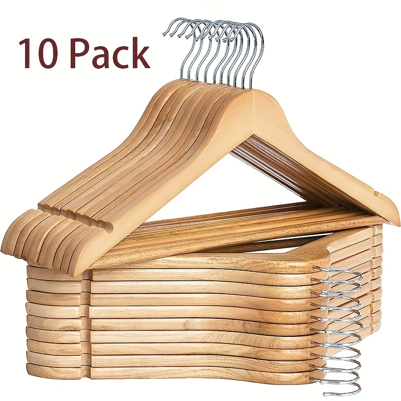 Wooden Clothes Hangers Coat Pant Garments Suit Trouser Bulk Rack Wardrobe  10 pcs