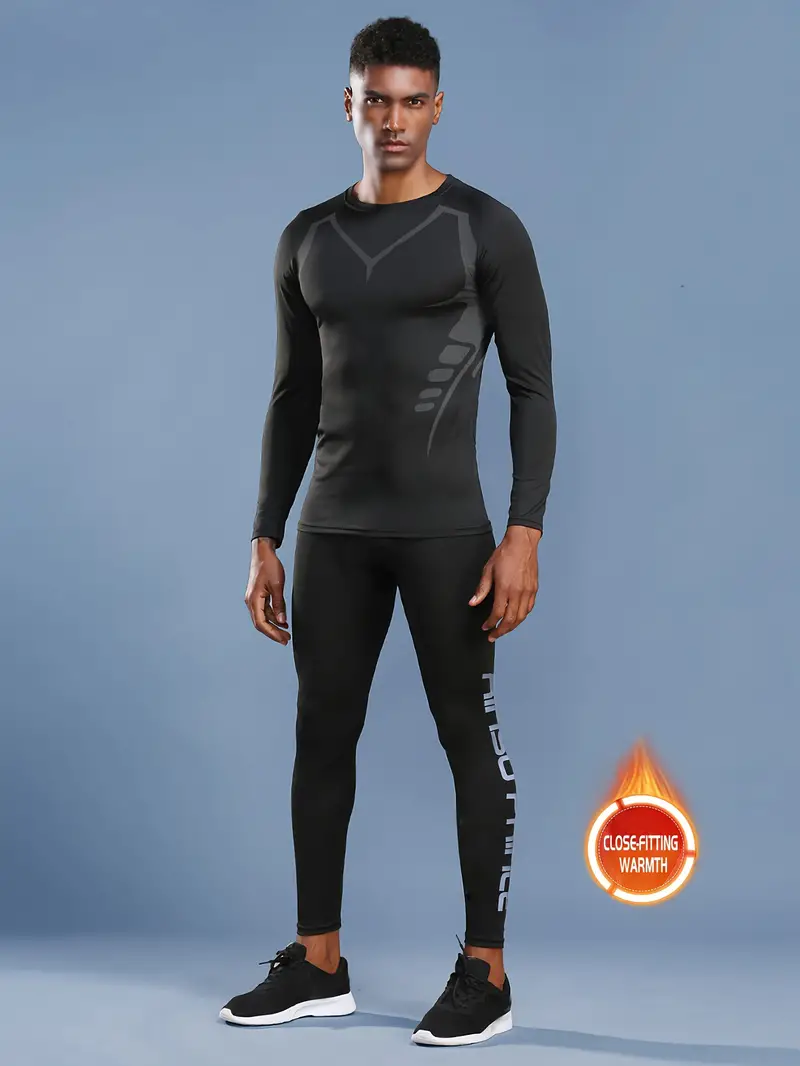 Men's Fitness Compression Suit Long Sleeve Skinny Fit T - Temu