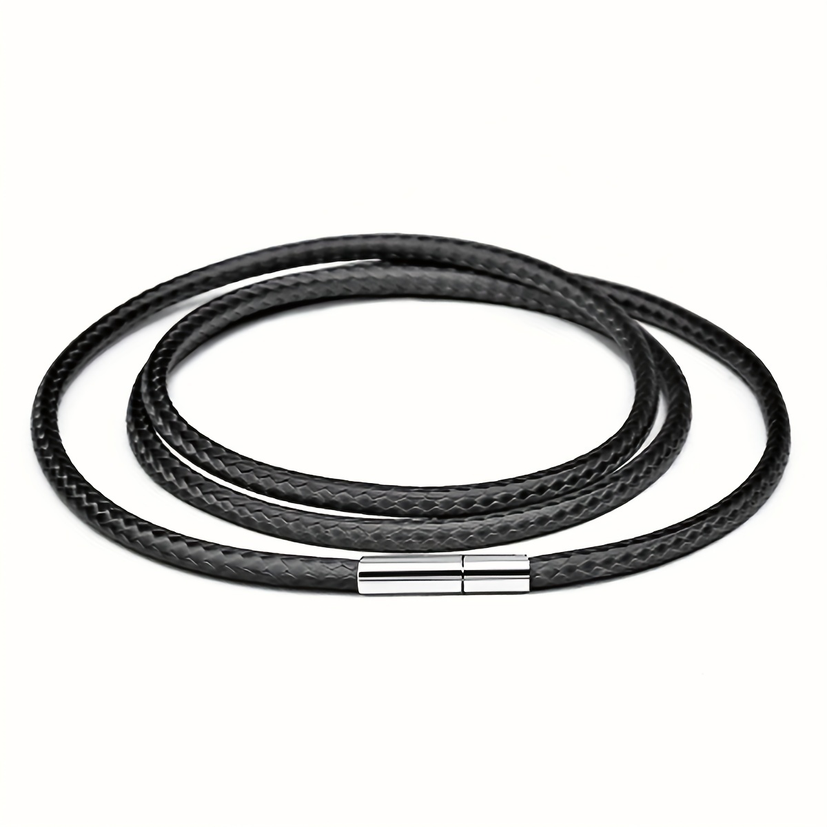 3/4/5mm Black Leather Necklaces for Men Women Choker Braided Genuine Leather  Necklace Cord Stainless Steel Magnetic Clasp